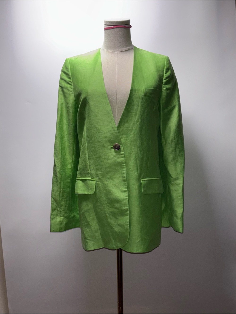 & Other Stories Bright Lime Green Single-Button Blazer Size 0